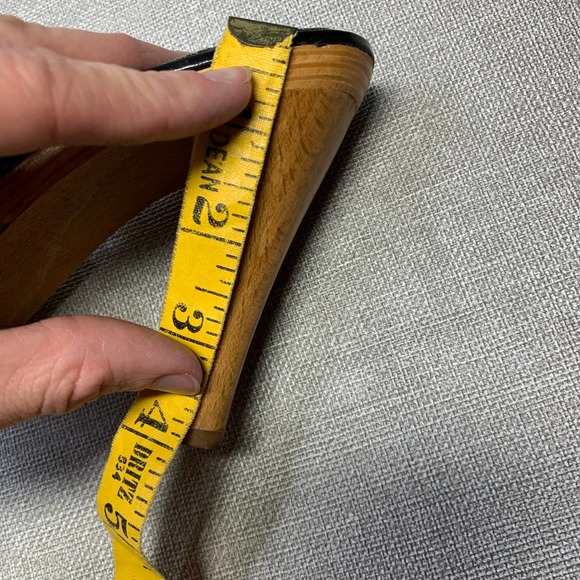 VINTAGE Quali-Temps Barbie Mules Wooden Heel shoes Size 6 Black Open Toe 70s - Picture 6 of 7